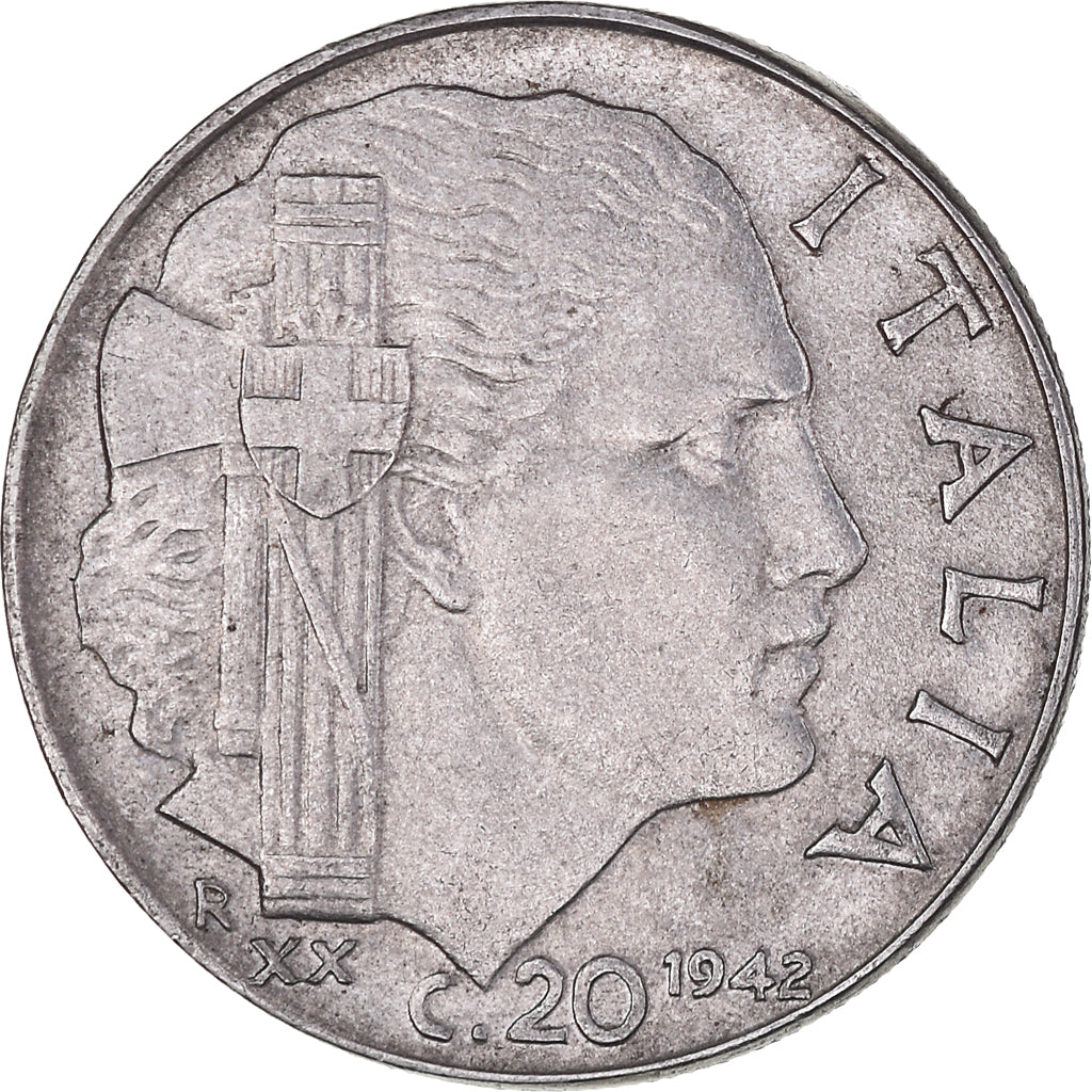 Moeda, Itália, 20 Centesimi, 1942, Rome, EF(40-45), Acmonital (ferritique)