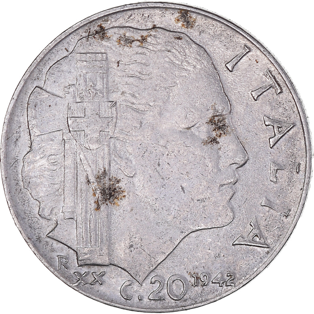 Munten, Italië, 20 Centesimi, 1942, Rome, FR, Acmonital (ferritique), KM:75b