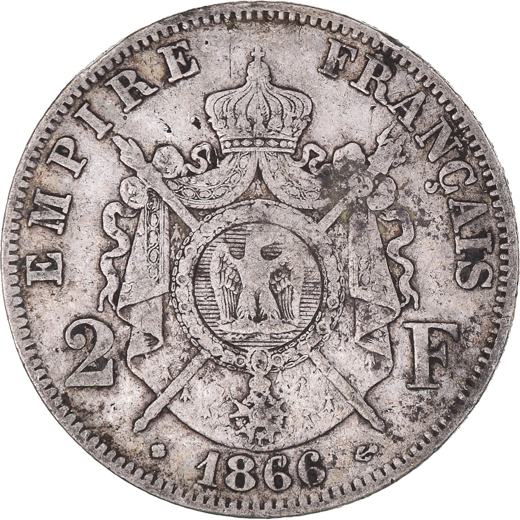 Moneta, Francja, Napoleon III, Napoléon III, 2 Francs, 1866, Strasbourg