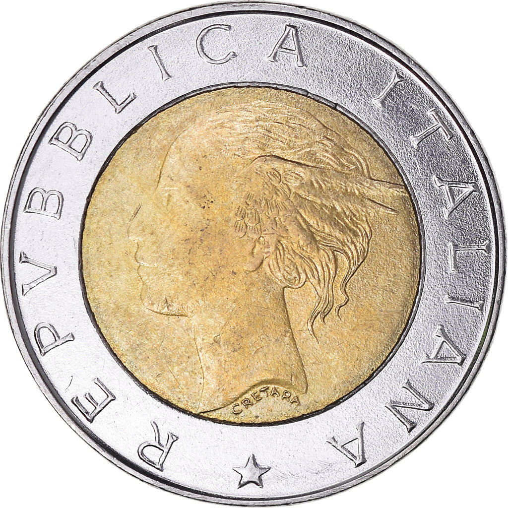 Coin, Italy, 500 Lire, 1997, Rome, AU(50-53), Bi-Metallic, KM:187
