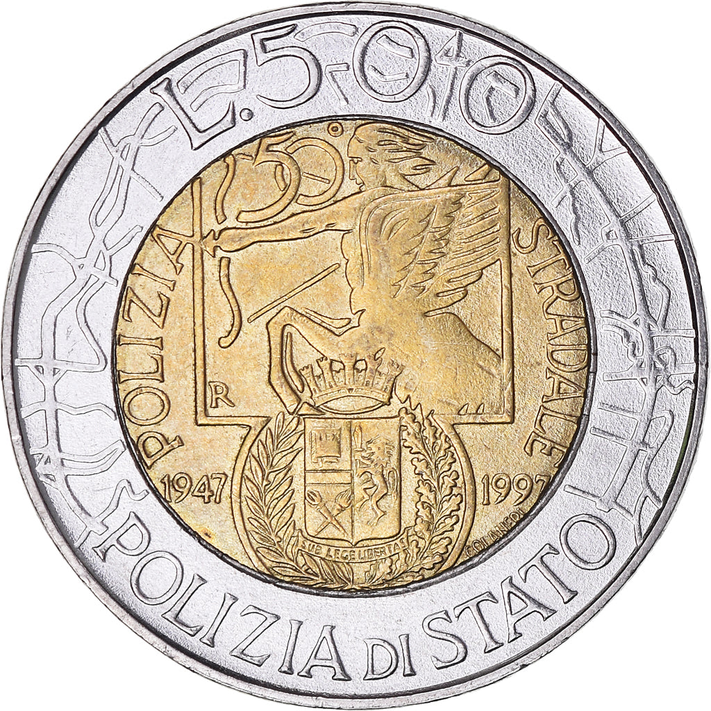 Coin, Italy, 500 Lire, 1997, Rome, AU(50-53), Bi-Metallic, KM:187
