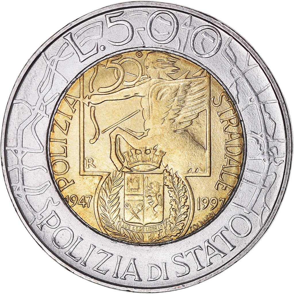 Coin, Italy, 500 Lire, 1997, Rome, AU(55-58), Bi-Metallic, KM:187