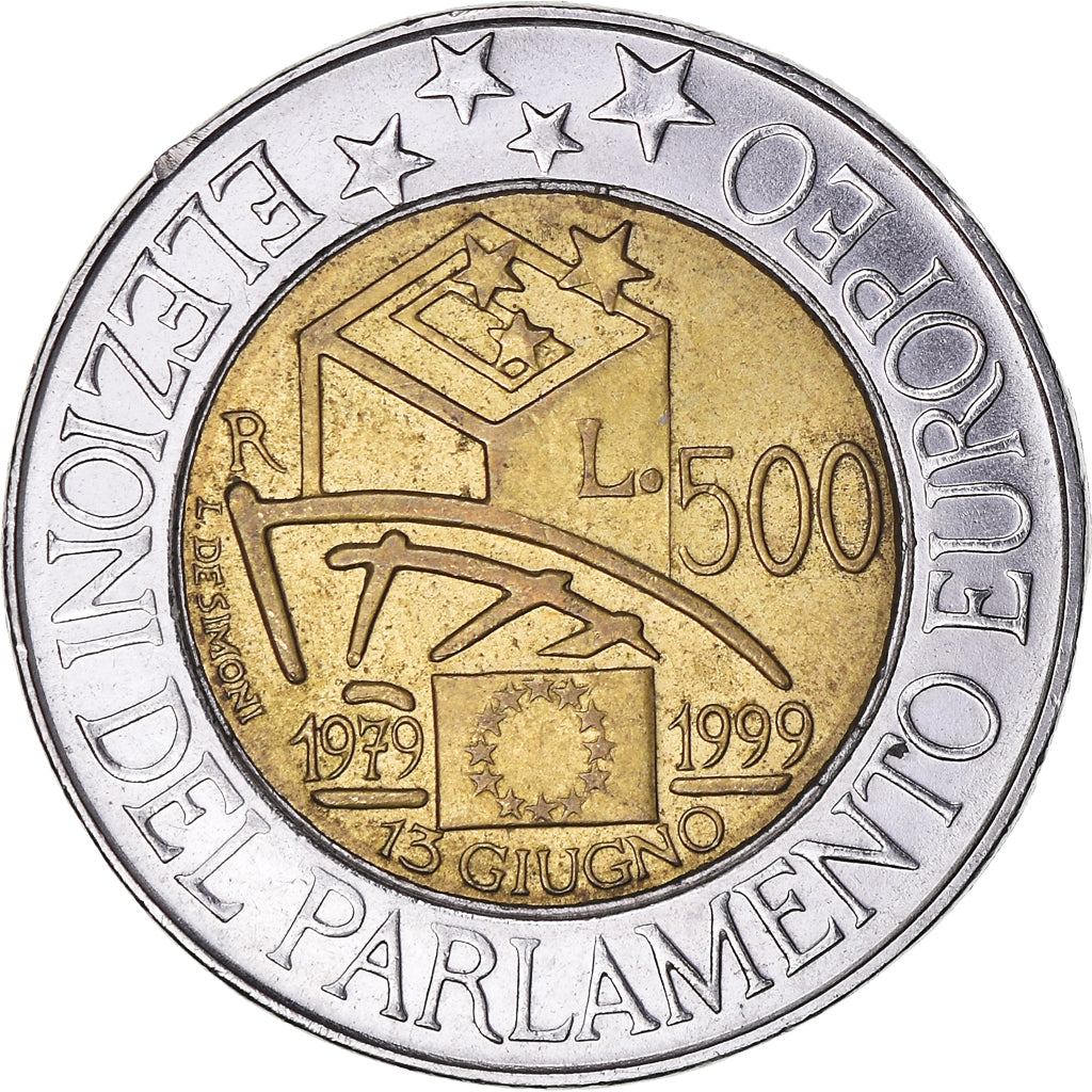 Coin, Italy, 500 Lire, 1999, Rome, Election du parlement européen, VF(30-35)