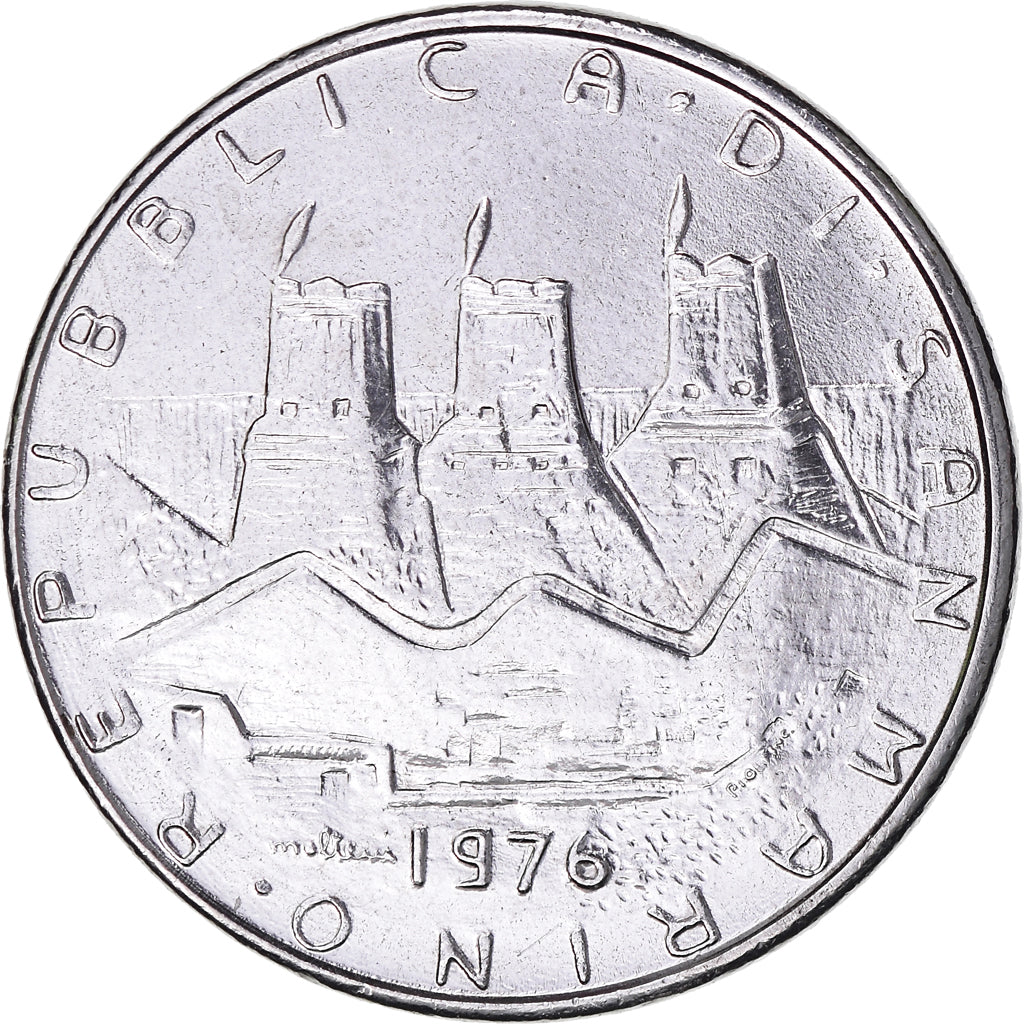 Munten, San Marino, 100 Lire, 1976, ZF, Stainless Steel, KM:57
