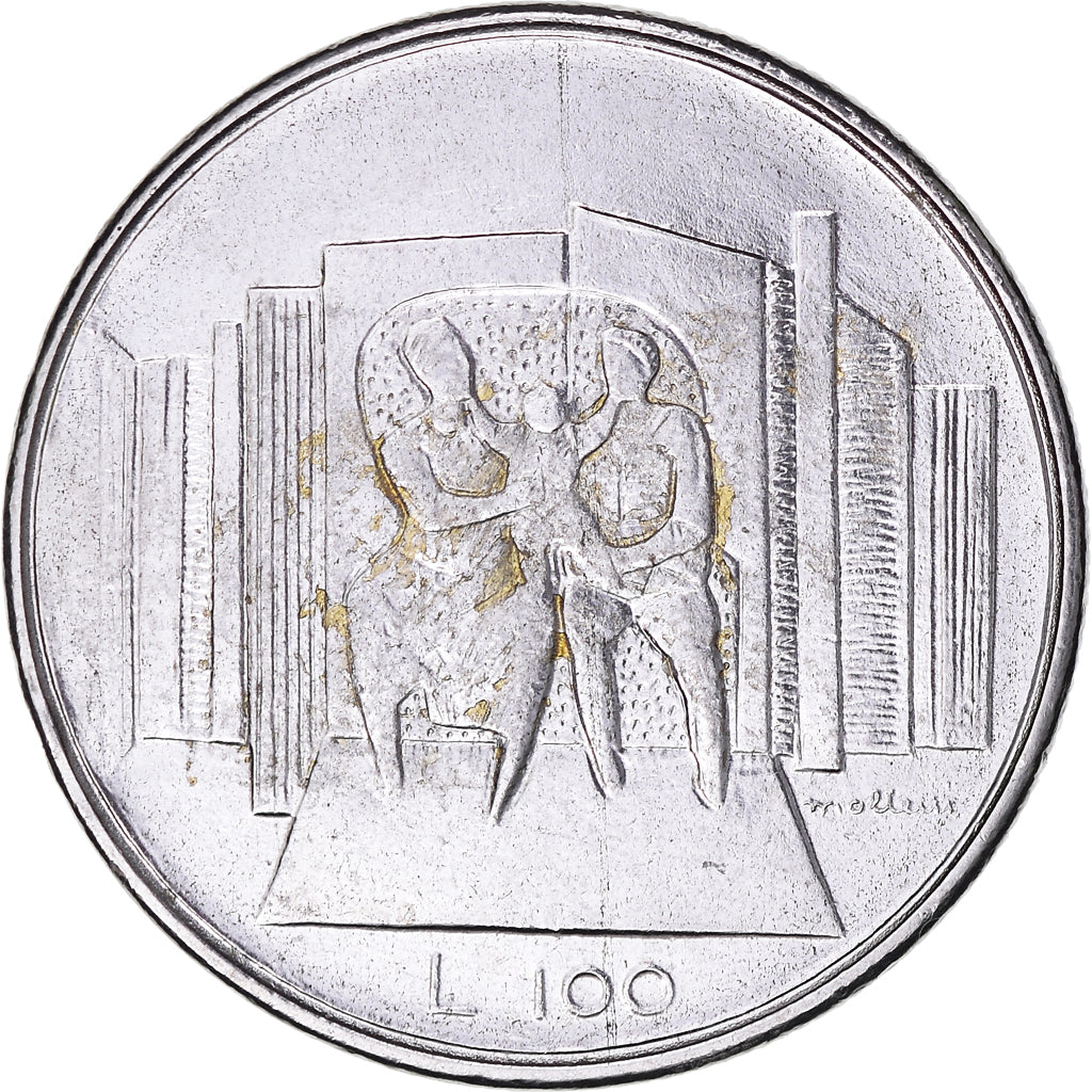 Munten, San Marino, 100 Lire, 1976, ZF, Stainless Steel, KM:57