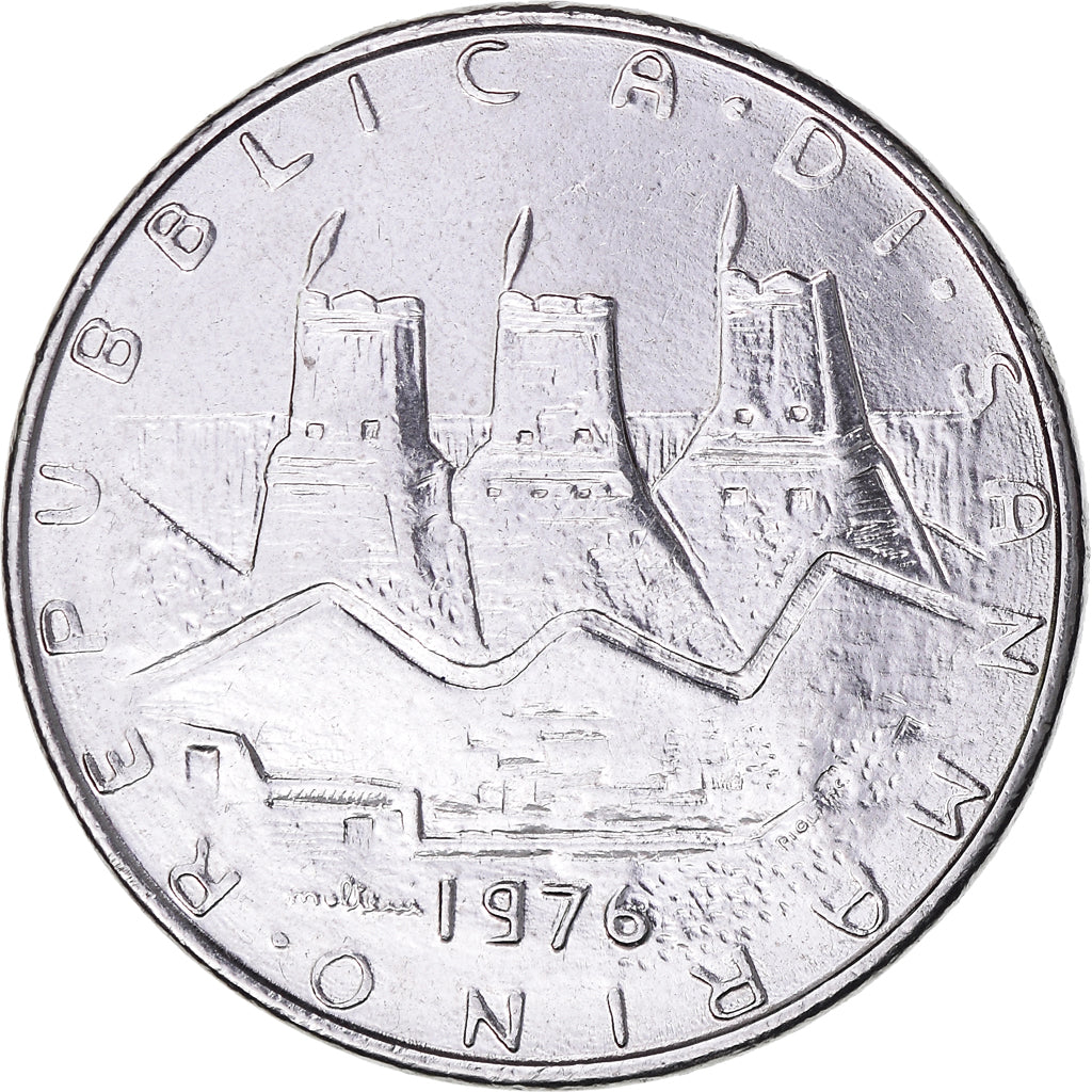 Moeda, San Marino, 100 Lire, 1976, EF(40-45), Aço Inoxidável, KM:57