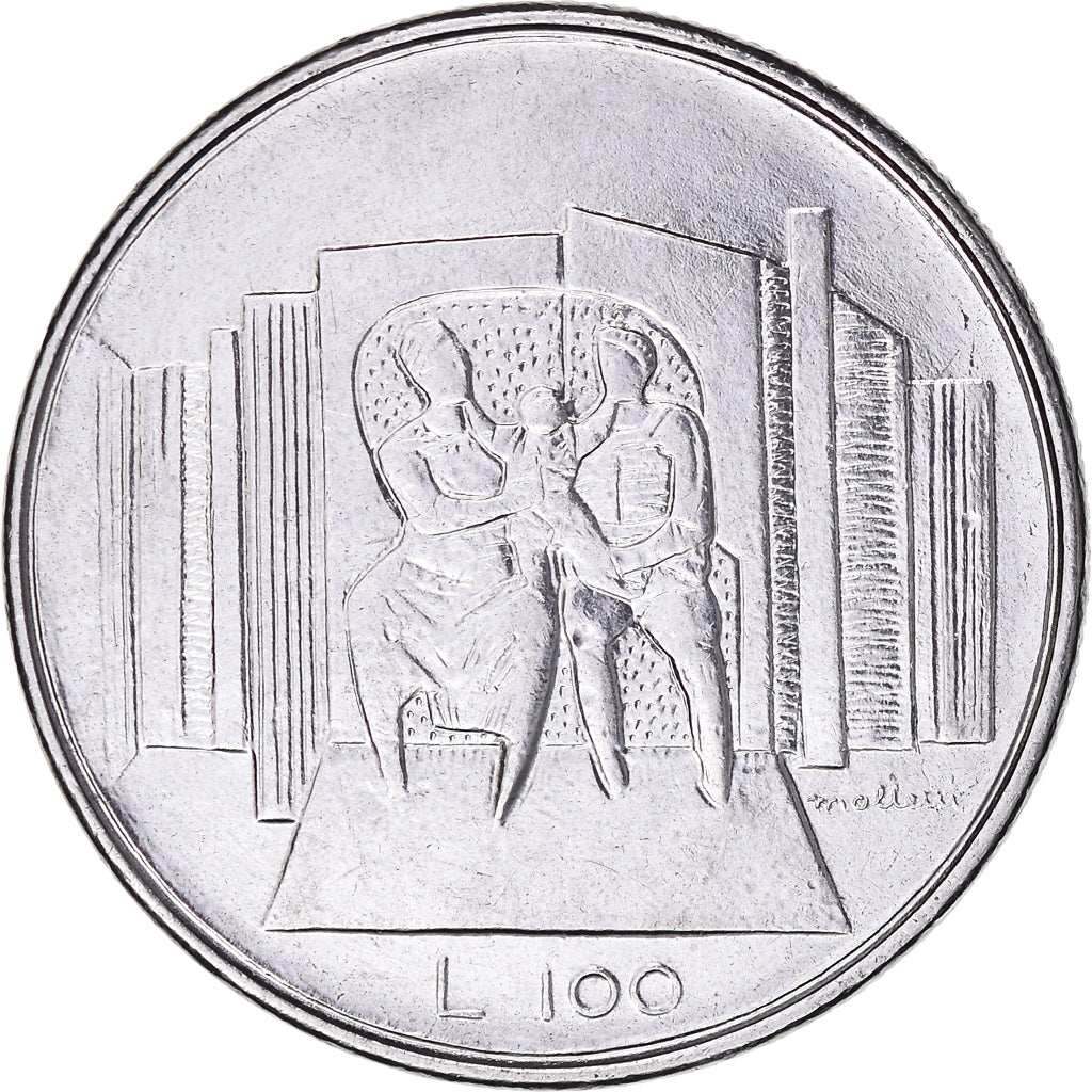 Moeda, San Marino, 100 Lire, 1976, EF(40-45), Aço Inoxidável, KM:57