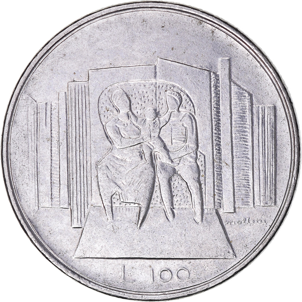 Moeda, San Marino, 100 Lire, 1976, VF(30-35), Aço Inoxidável, KM:57