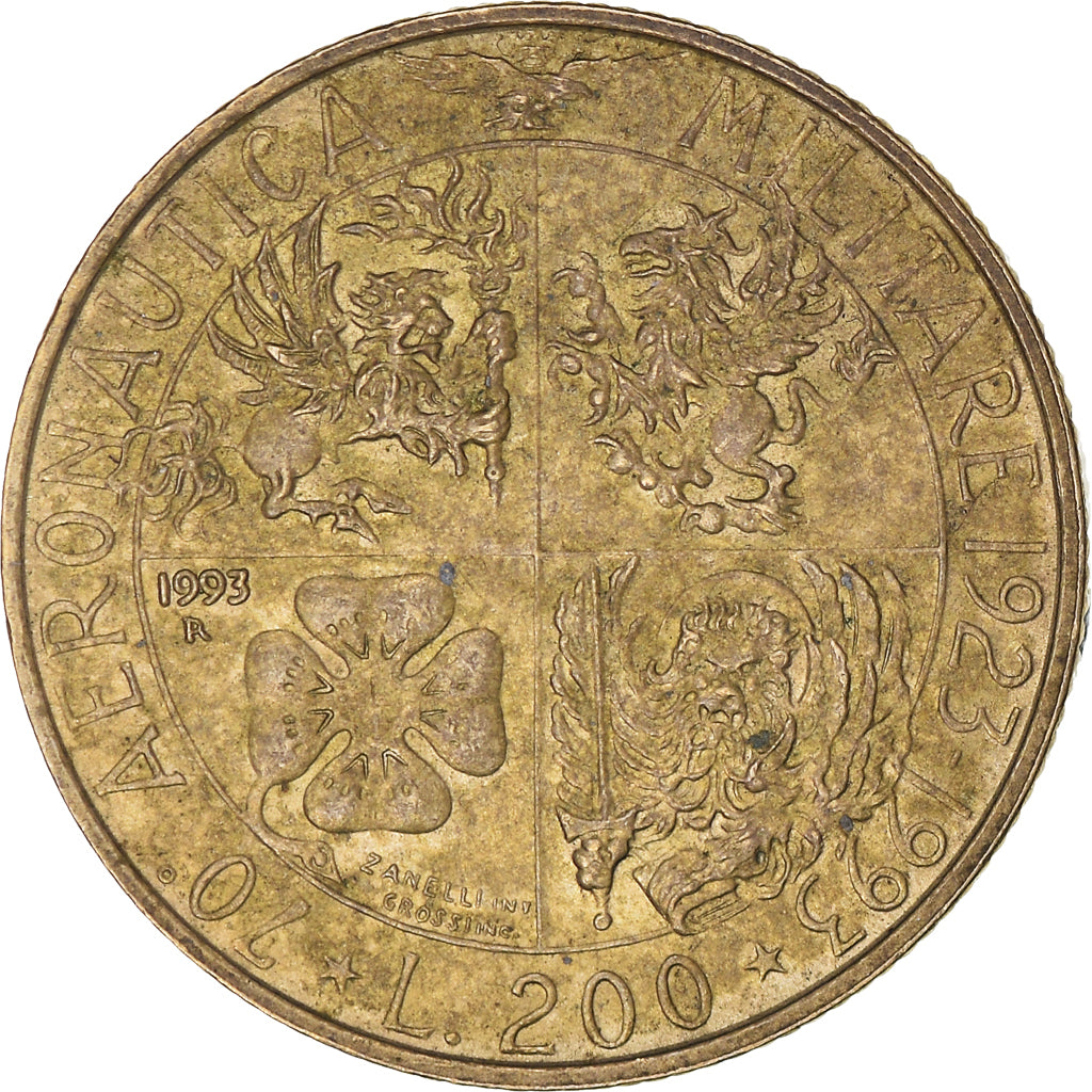 Münze, Italien, 200 Lire, 1993, Rome, S, Bronzital, KM:155