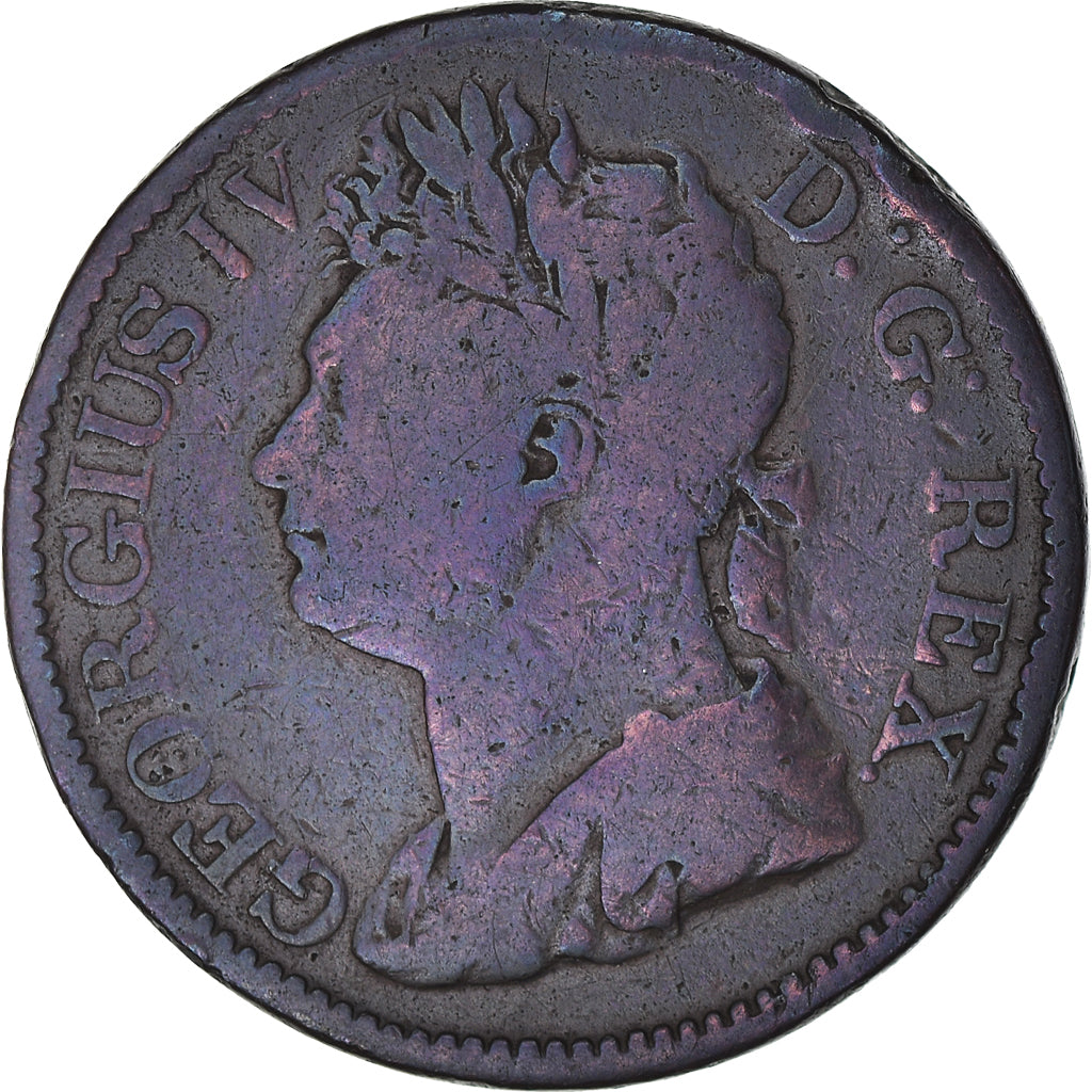 Coin, Ireland, 1/2 Penny, 1822, VF(30-35), Copper, KM:150