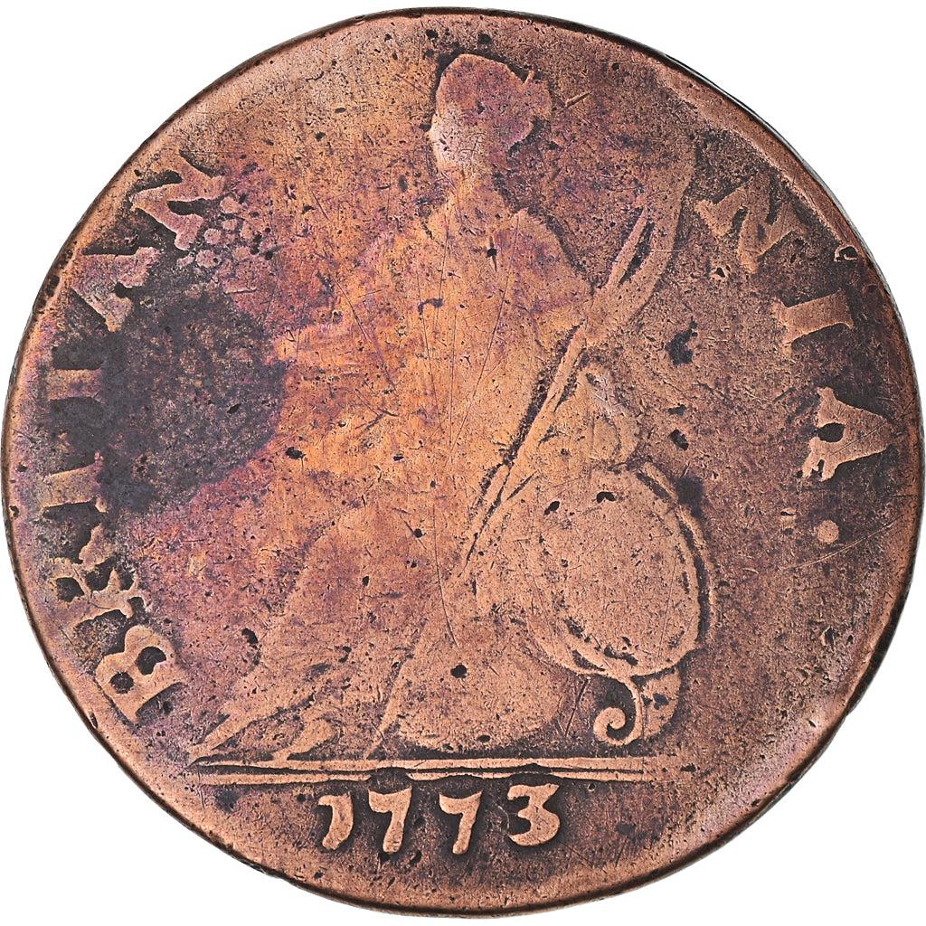 Coin, Great Britain, George III, 1/2 Penny, 1773, F(12-15), Copper, KM:601