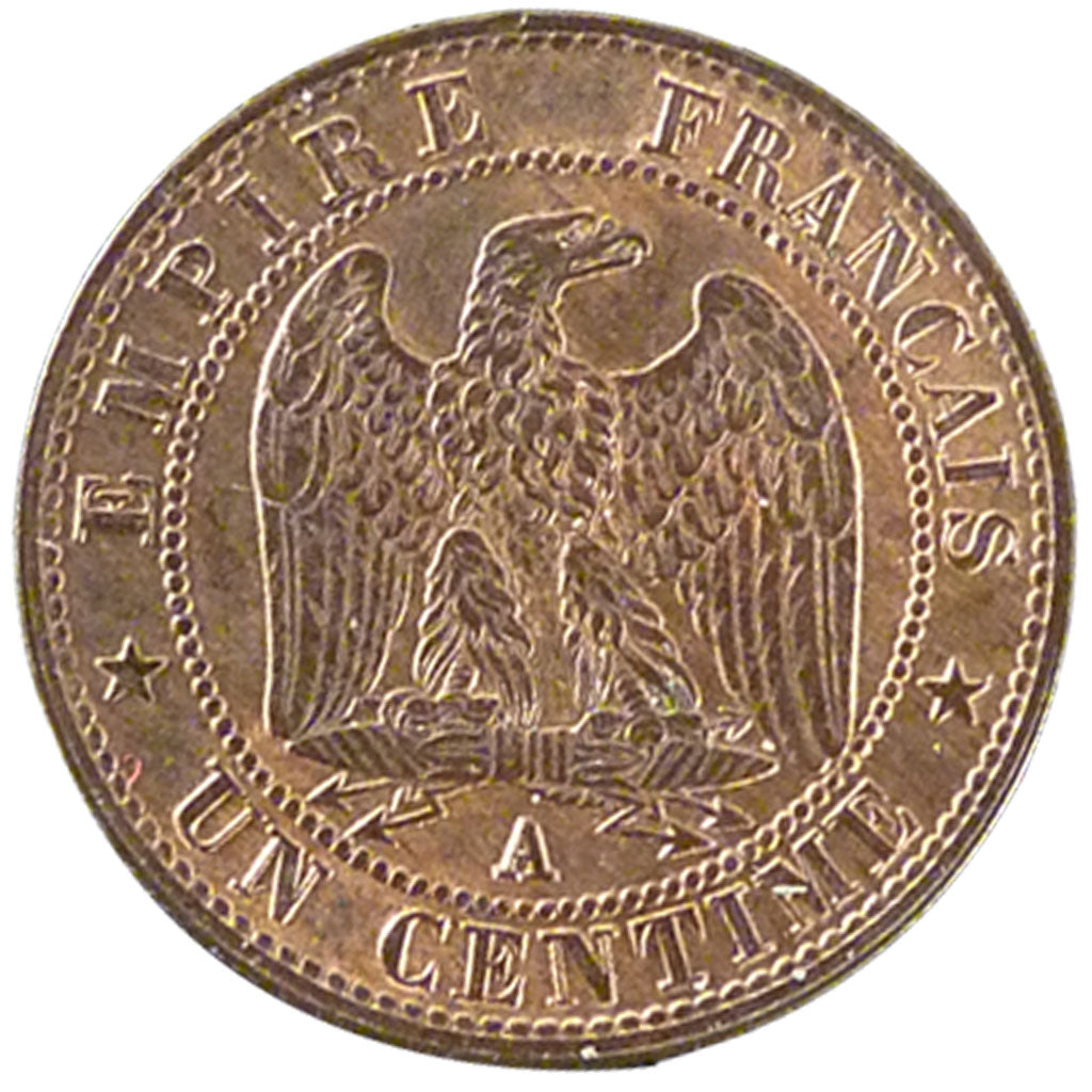FRANCE, Napoléon III, 1 Centime, 1853, Paris, MS(60-62), Bronze, Gadoury #86, 1.