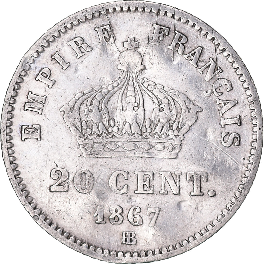 Coin, France, Napoleon III, Napoléon III, 20 Centimes, 1867, Strasbourg