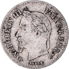 Moneda, Francia, Napoleon III, 20 Centimes, 1866, Strasbourg, BC+, Plata