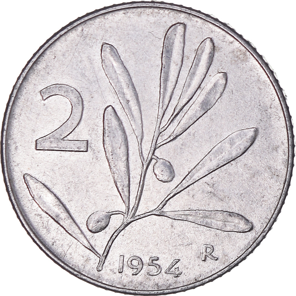Coin, Italy, 2 Lire, 1954, Rome, EF(40-45), Aluminium, KM:94