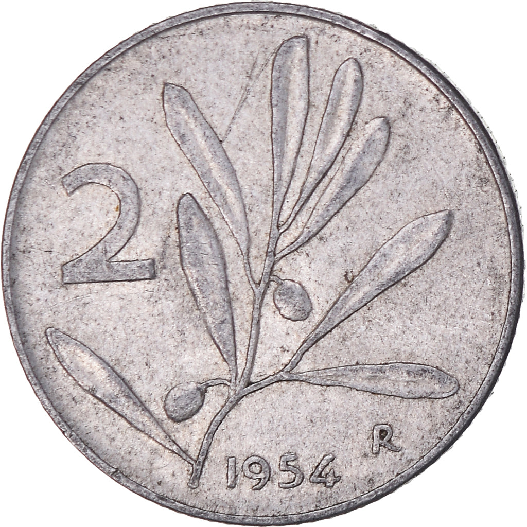 Munten, Italië, 2 Lire, 1954, Rome, FR, Aluminium, KM:94