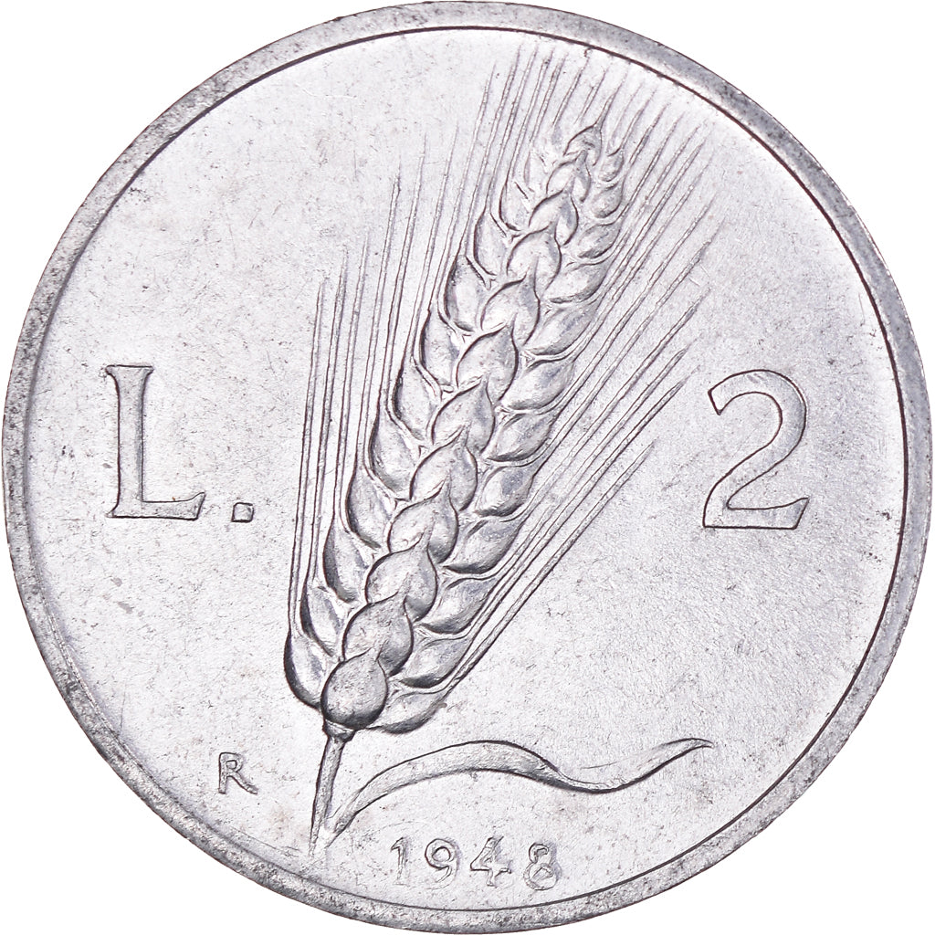 Coin, Italy, 2 Lire, 1948, Rome, EF(40-45), Aluminum, KM:88