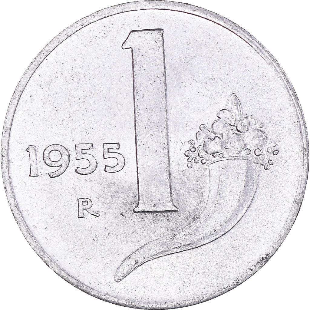 Coin, Italy, Lira, 1955, Rome, AU(50-53), Aluminum, KM:91