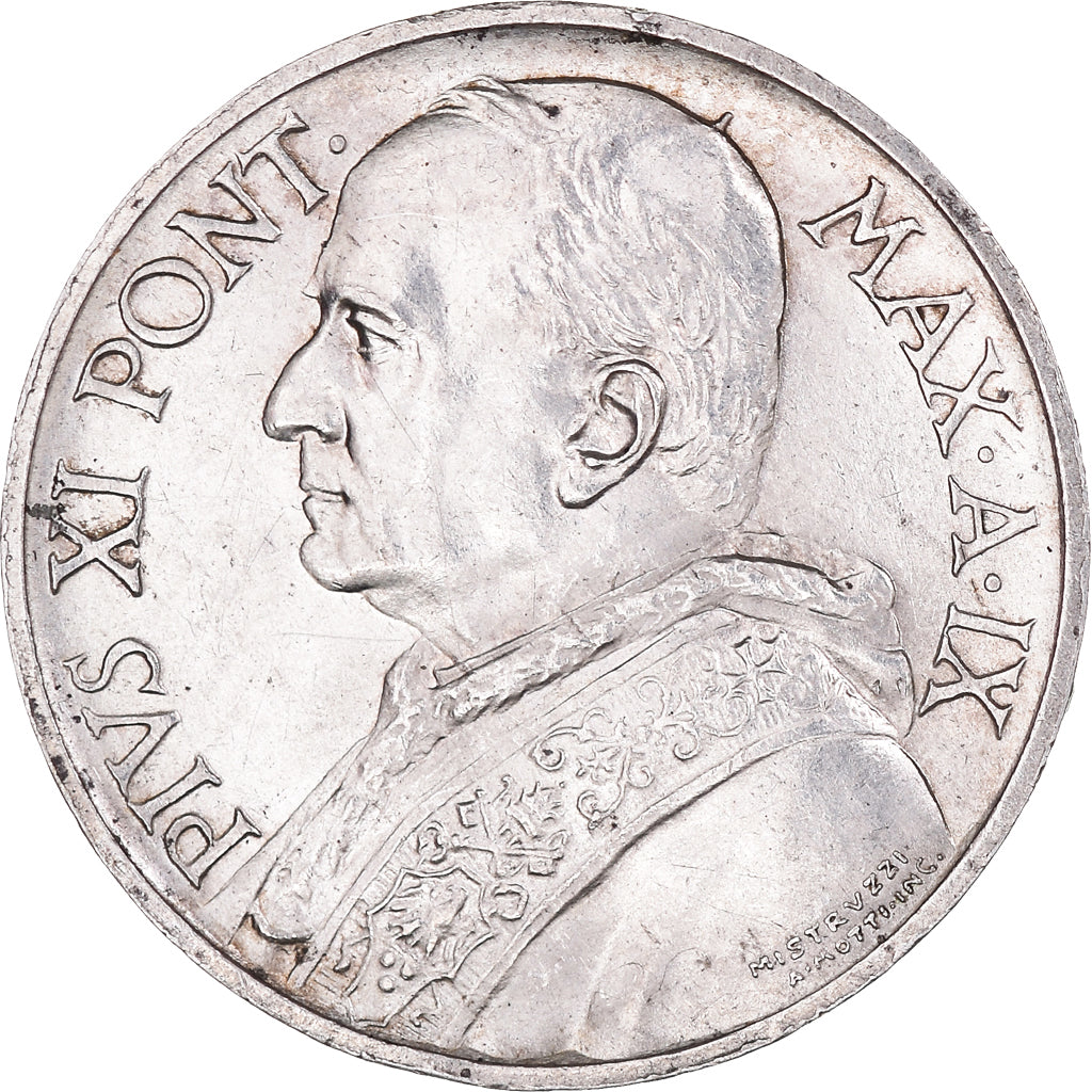 Coin, VATICAN CITY, Pius XI, 5 Lire, 1930, AU(50-53), Silver, KM:7