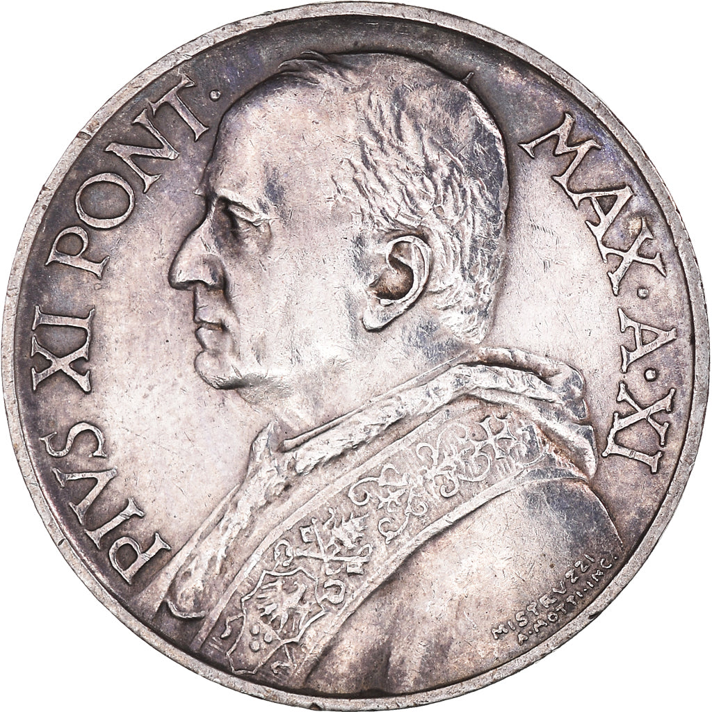 Moneta, CITTÀ DEL VATICANO, Pius XI, 5 Lire, 1932, BB, Argento, KM:7