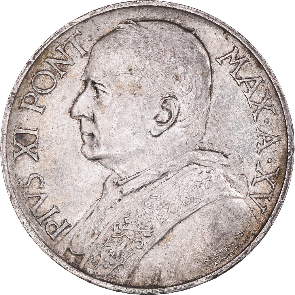 Coin, VATICAN CITY, Pius XI, 5 Lire, 1936, EF(40-45), Silver, KM:7