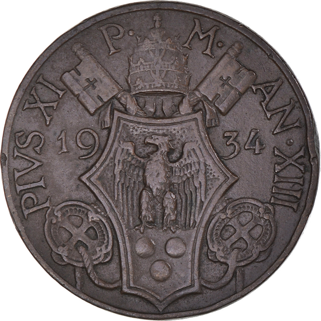 Moneta, CITTÀ DEL VATICANO, Pius XI, 10 Centesimi, 1934, BB+, Bronzo, KM:2