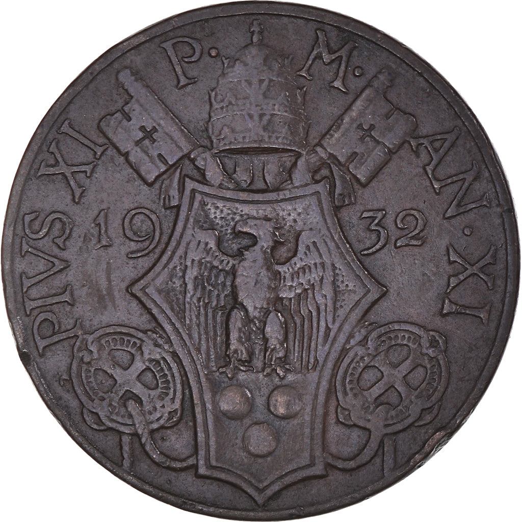 Coin, VATICAN CITY, Pius XI, 10 Centesimi, 1932, EF(40-45), Bronze, KM:2
