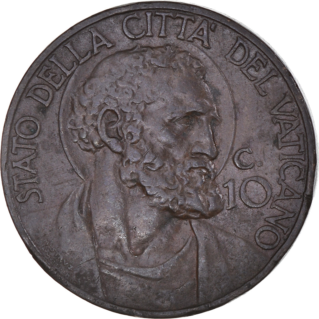 Coin, VATICAN CITY, Pius XI, 10 Centesimi, 1932, EF(40-45), Bronze, KM:2