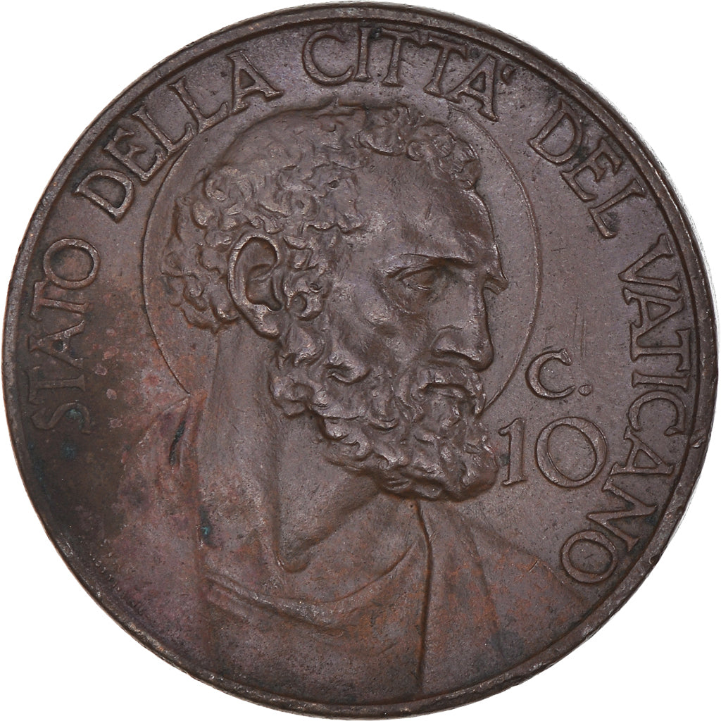 Coin, VATICAN CITY, Pius XI, 10 Centesimi, 1936, EF(40-45), Bronze, KM:2