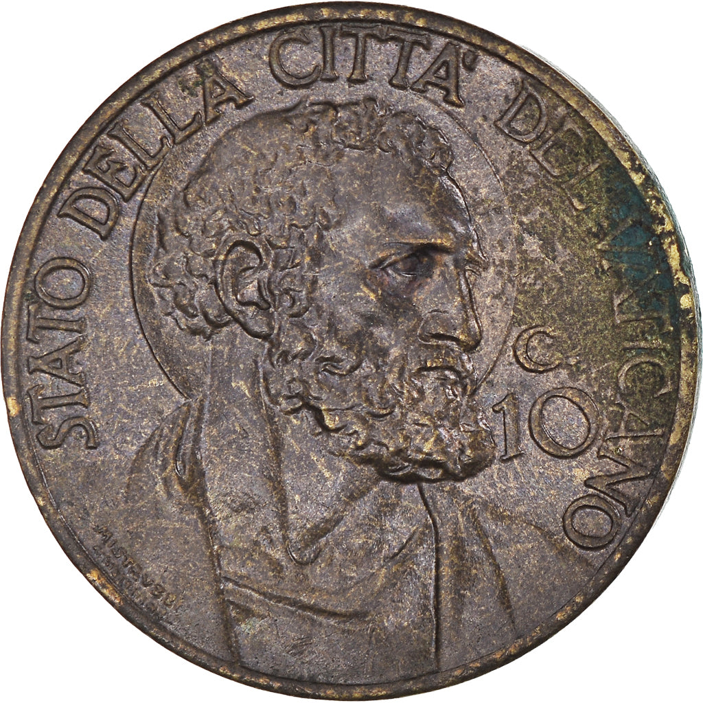 Monnaie, Cité du Vatican, Pius XII, 10 Centesimi, 1940, TB+, Bronze-Aluminium