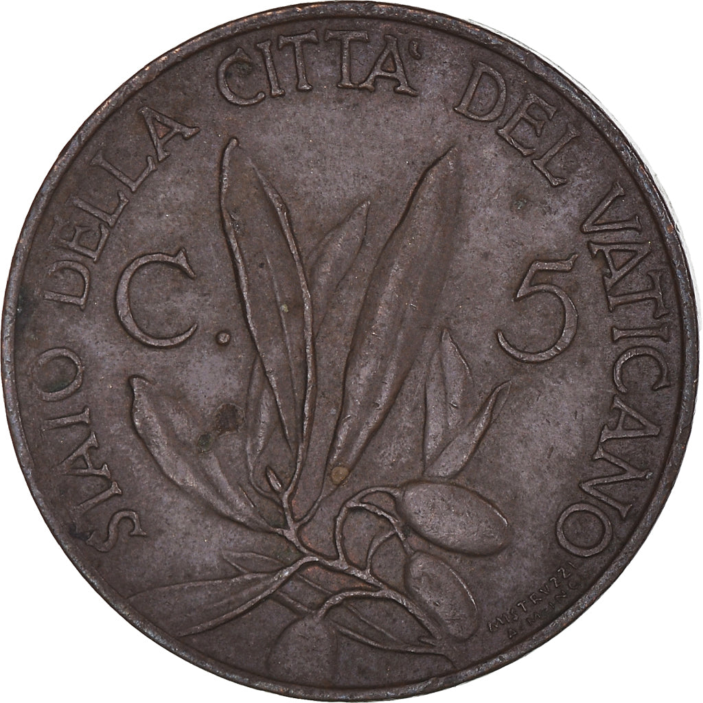Coin, VATICAN CITY, Pius XI, 5 Centesimi, 1936, EF(40-45), Bronze, KM:1