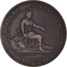Coin, Spain, Provisional Government, 10 Centimos, 1870, Madrid, VF(30-35)
