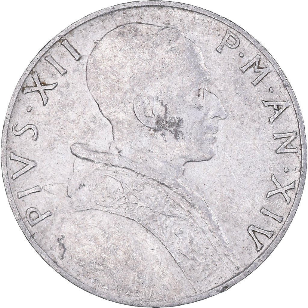 Moeda, CIDADE DO VATICANO, Pius XII, 5 Lire, 1955, EF(40-45), Alumínio, KM:51.1