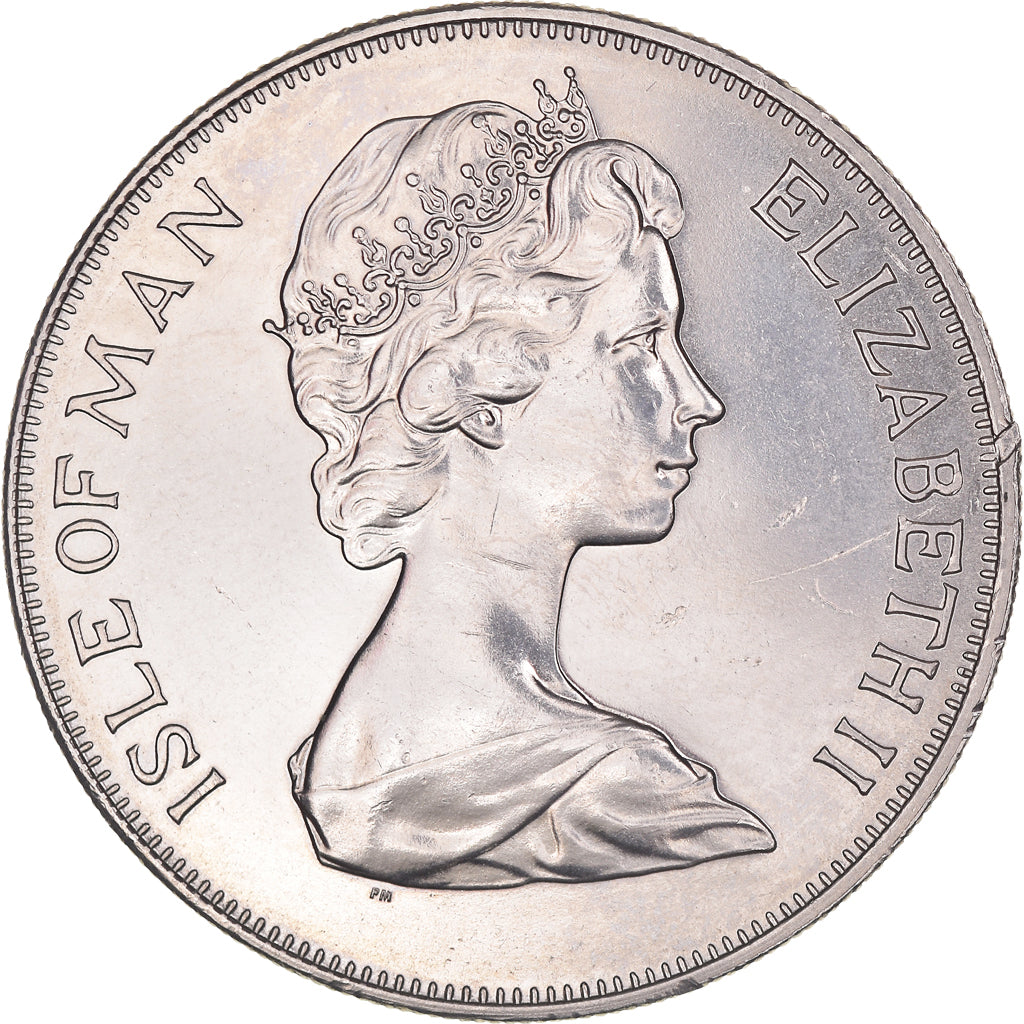 Coin, Isle of Man, Elizabeth II, Crown, 1977, Pobjoy Mint, EF(40-45), Silver