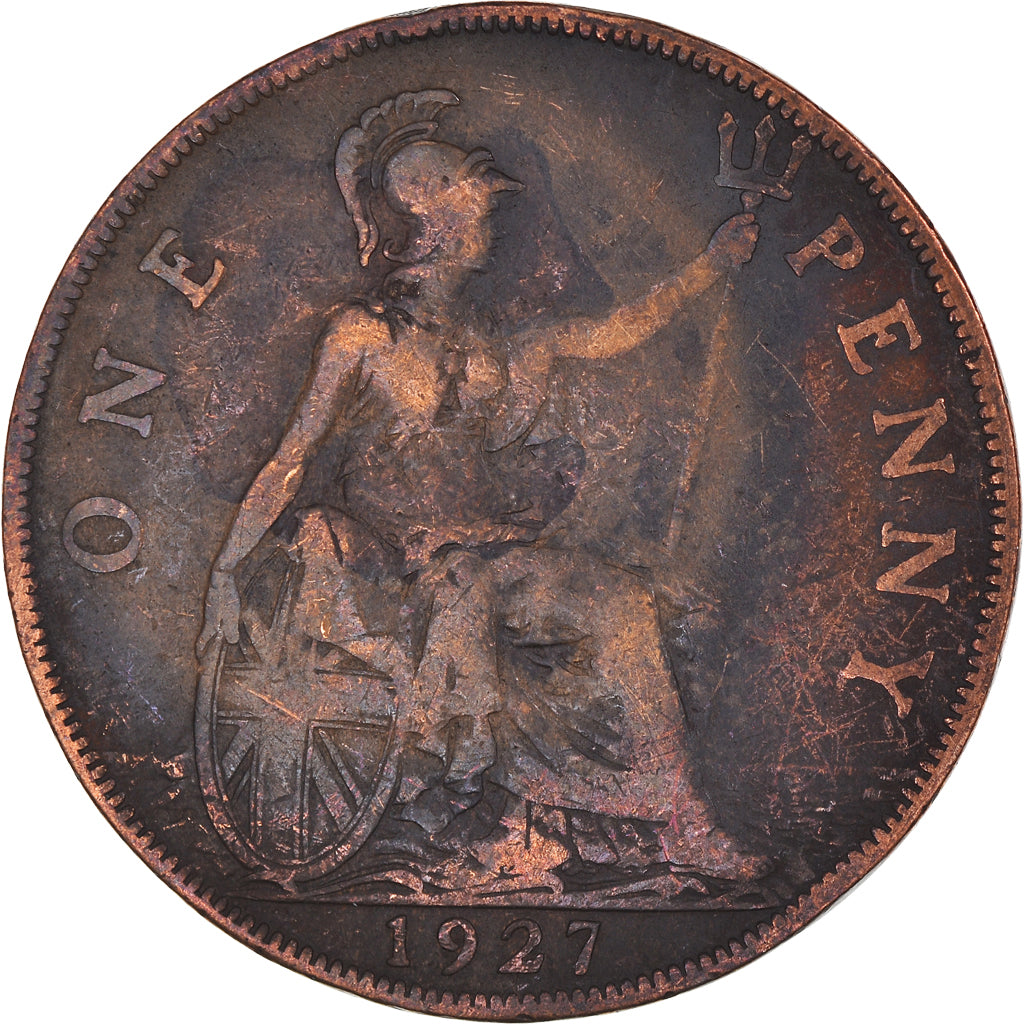 Moneda, Gran Bretaña, George V, Penny, 1927, BC, Bronce, KM:826