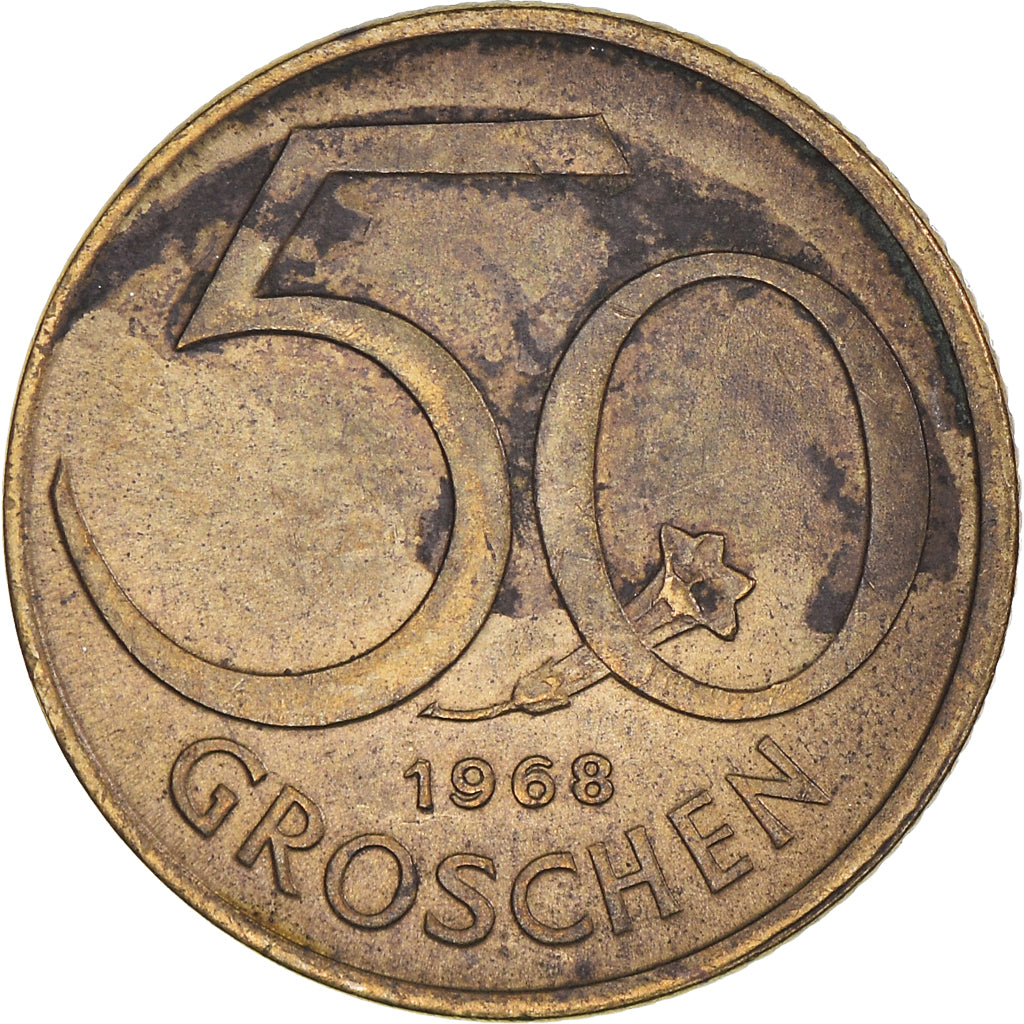 Moneta, Austria, 50 Groschen, 1968, EF(40-45), Aluminium-Brąz, KM:2885