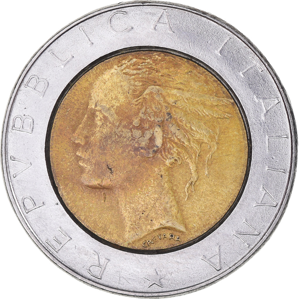 Coin, Italy, 500 Lire, 1988, Rome, VF(20-25), Bi-Metallic, KM:111
