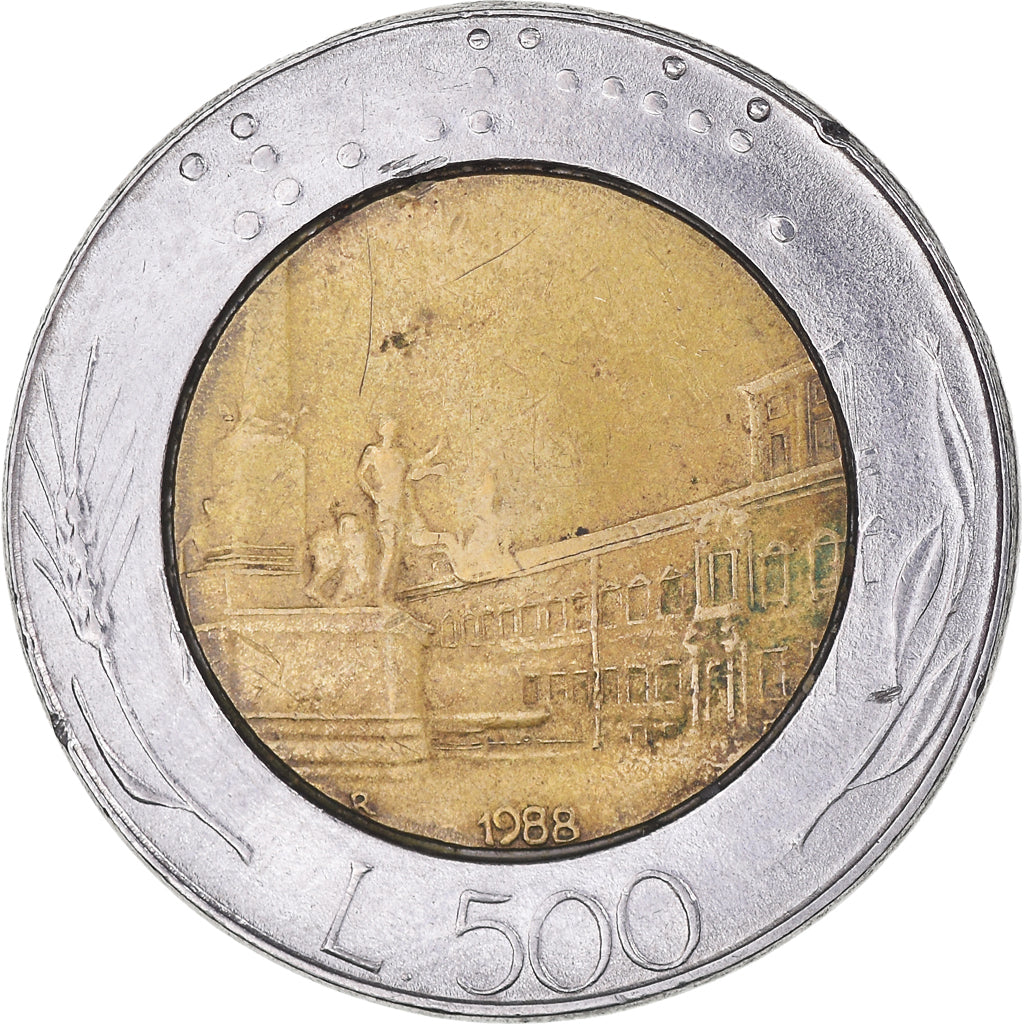 Coin, Italy, 500 Lire, 1988, Rome, VF(20-25), Bi-Metallic, KM:111