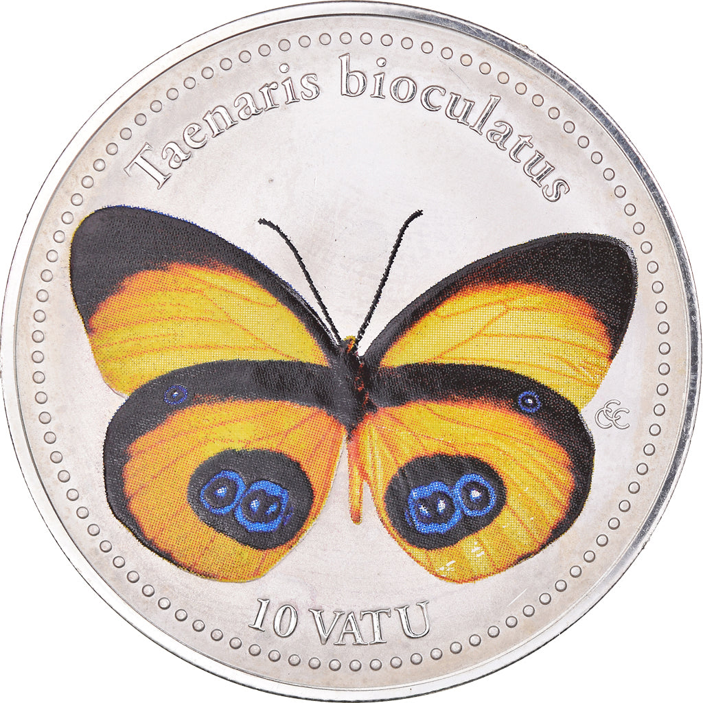 Coin, Vanuatu, 10 Vatu, 2006, Taenaris Catops.colorized., MS(63), Silver plated