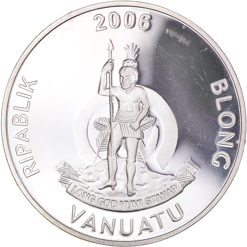Coin, Vanuatu, 10 Vatu, 2006, Taenaris Catops.colorized., MS(63), Silver plated