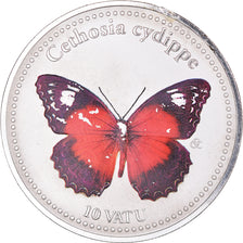 Monnaie, Vanuatu, 10 Vatu, 2006, Cethosia Cydippe.Colorized., SUP, Silver plated