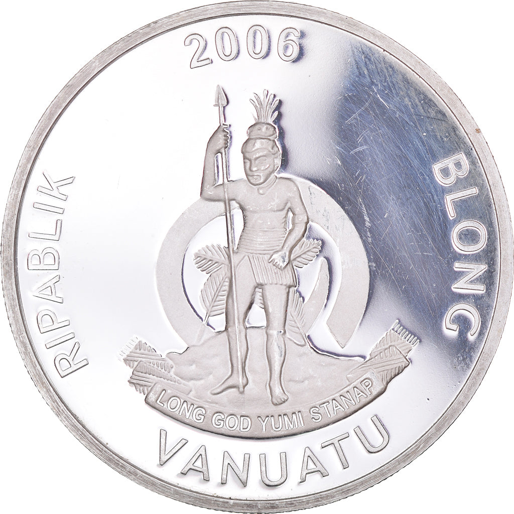 Monnaie, Vanuatu, 10 Vatu, 2006, Cethosia Cydippe.Colorized., SUP, Silver plated