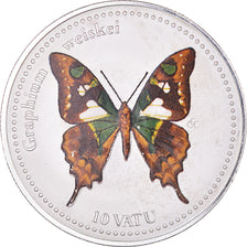 Coin, Vanuatu, 10 Vatu, 2006, Butterflies - Graphium weiskei.Colorized., MS(63)