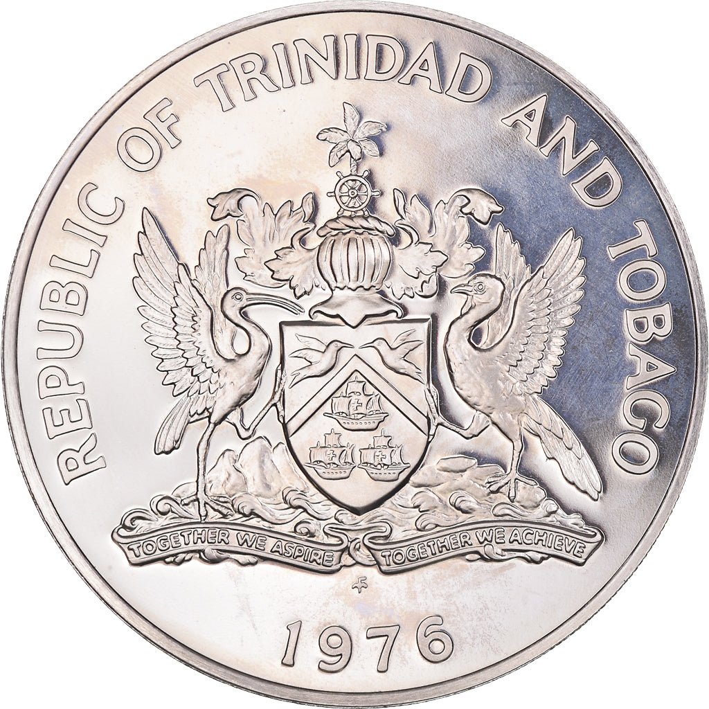 Coin, TRINIDAD & TOBAGO, Dollar, 1976, Franklin Mint, Cocrico bird .BE