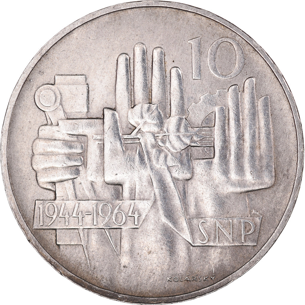 Moneta, Cecoslovacchia, 10 Korun, 1964, BB, Argento, KM:56
