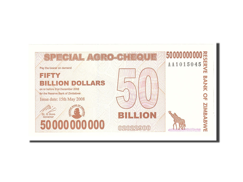 Banknote, Zimbabwe, 50 Billion Dollars, 2008, 2008-05-15, KM:63, UNC(65-70)