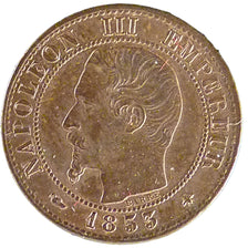 FRANCE, Napoléon III, Centime, 1853, Strasbourg, KM #775.3, AU(55-58), Bronze, G