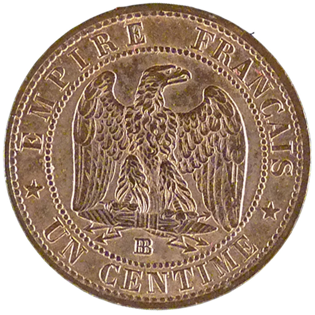FRANCE, Napoléon III, Centime, 1853, Strasbourg, KM #775.3, AU(55-58), Bronze, G