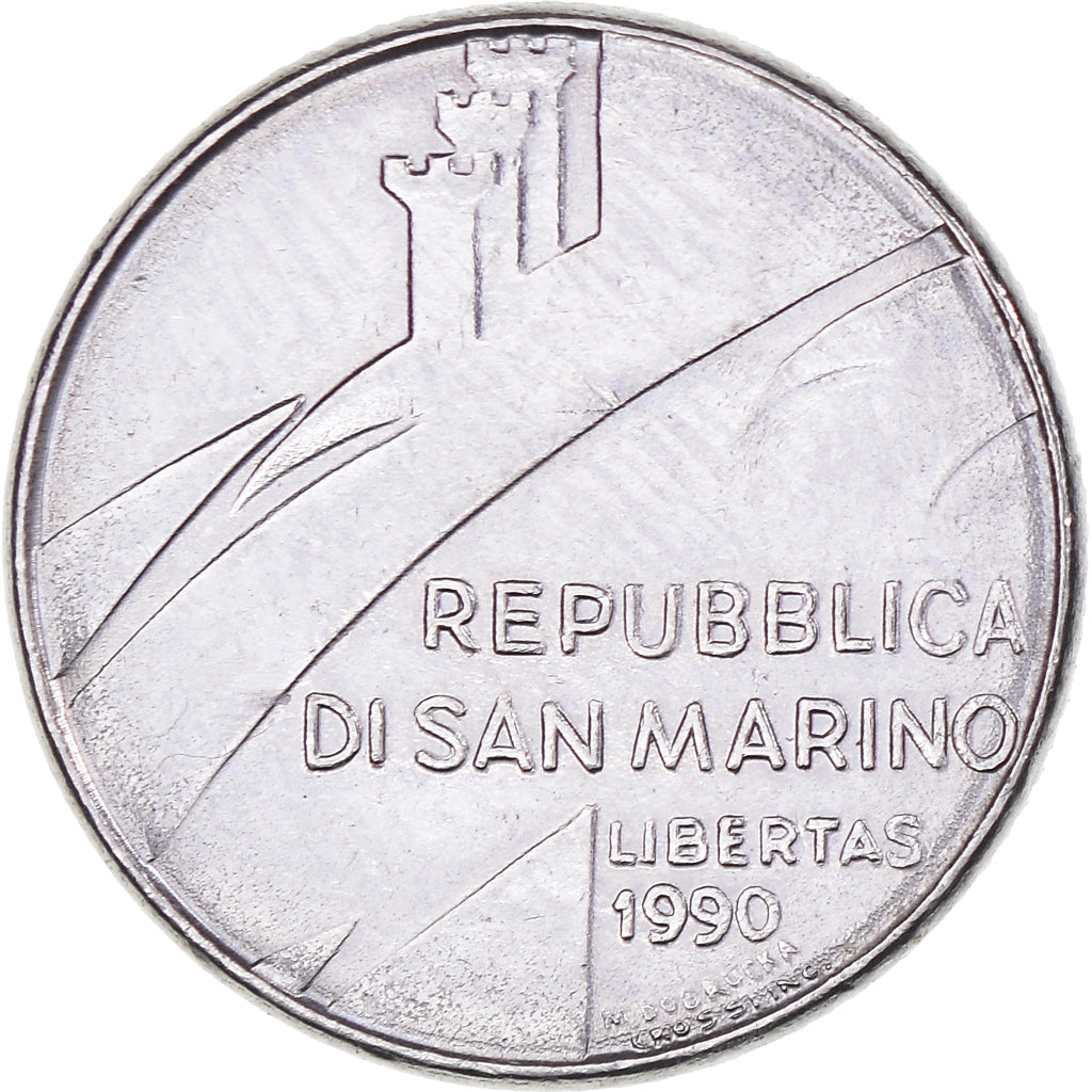 Moeda, San Marino, 100 Lire, 1990, Rome, EF(40-45), Acier inoxydable, KM:254