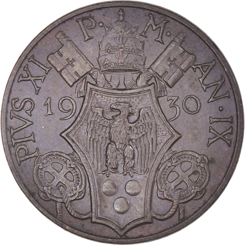 Coin, VATICAN CITY, 10 Centimes, 1930, AU(55-58), Bronze, KM:2